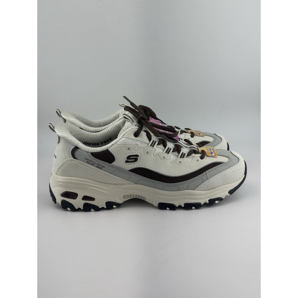 Skechers D'Lites Smooth Nostalgia Off-White/Brown Women's Sneakers Size 11